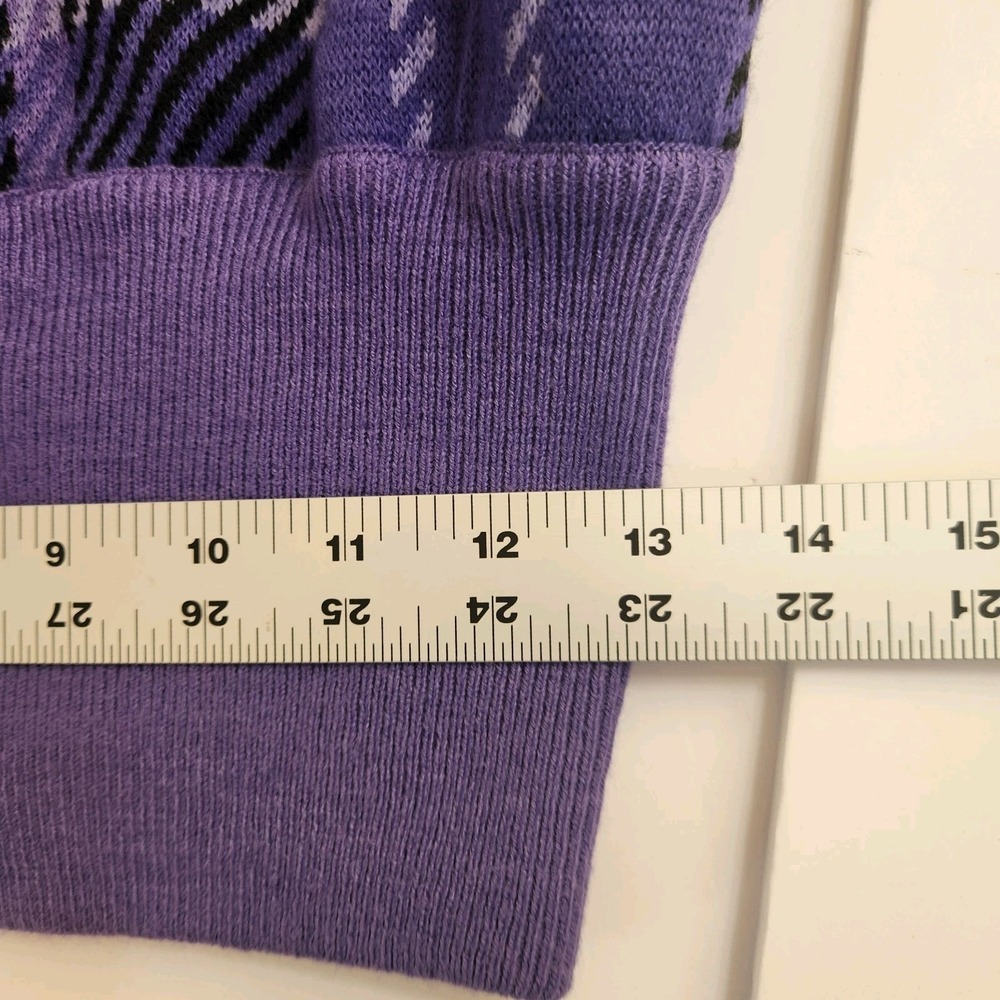 Sanrio Kuromi Womens Knit Plaid Sweater Sz Large Purple Black Bishop Sleeve Top - Picture 7 of 16